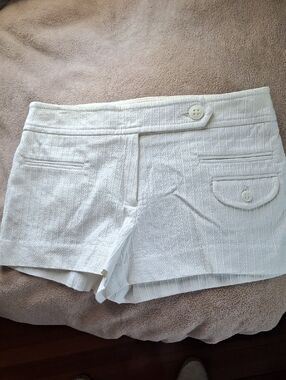 Trina Turk White Textured High-Waist Tailored Shorts
